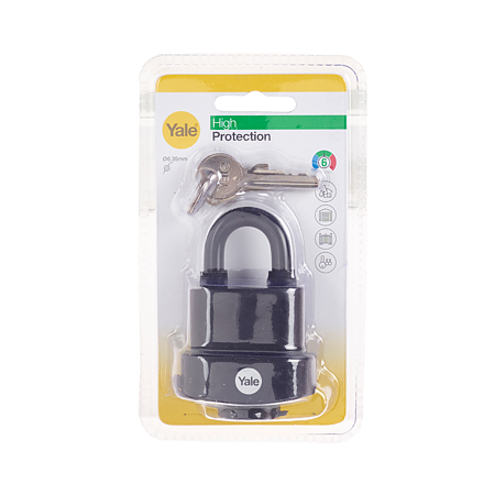 Lacat din otel Yale High Protection, 51mm, invelis protector, 3 chei Lacat din otel Yale High Protection, 51mm, invelis protector, 3 chei