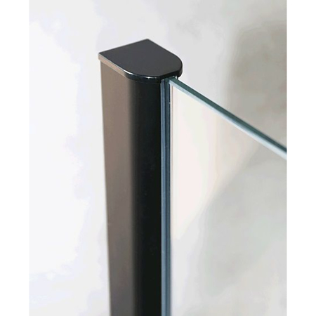 Perete fix dus / walk in Sanotechnik Sanoflex Young Black BF100, sticla 6 mm clara, profil negru mat, 95-97 x 195 cm cm