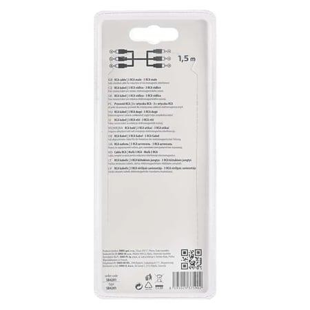 Cablu audio video RCA Emos, 3 mufe RCA tata - 3 mufe RCA tata, 1.5 m, negru