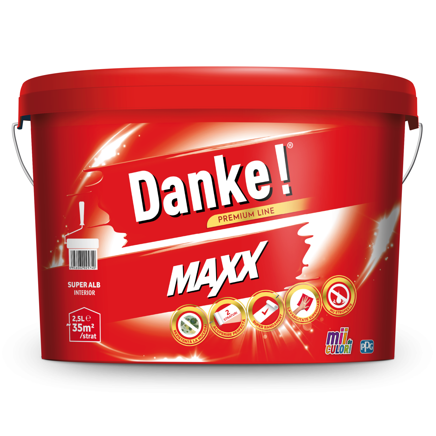 Vopsea lavabila interior Danke Maxx White, alb, 2.5 l 2.5