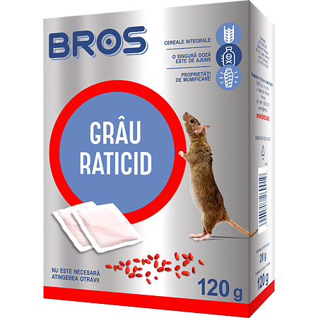 Grau raticid Bros, 6 plicuri x 20 g