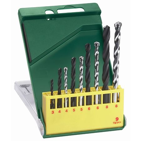 Set 9 burghie Bosch, pentru metal si zidarie, 3 - 8 mm 