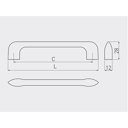 Maner Milano din zamac, finisaj aluminiu, L 274 mm, 156 mm