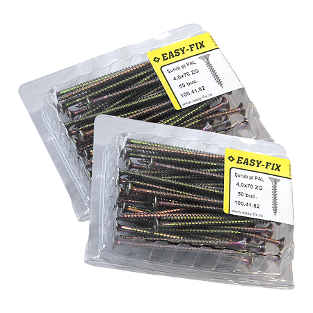 【okurin】 Set holsuruburi, cap inecat, otel zincat galben, 4 x 70 mm, 50