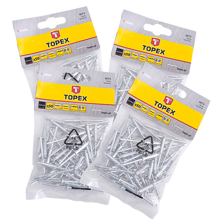 Nituri pop, aluminiu, Topex, 4 x 16 mm, 50 bucati