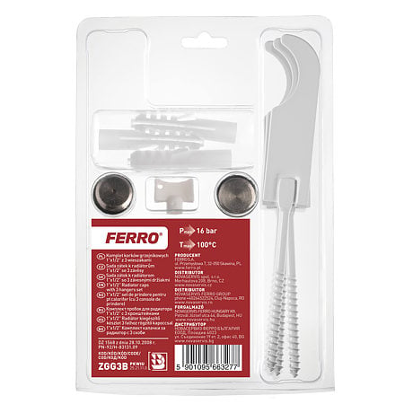 Set accesorii montaj calorifer aluminiu Ferro ZGG3B, alb