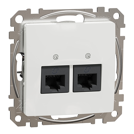 Priza de date dubla Schneider Sedna SDD111452, RJ45, Cat5, fara rama, alb, montaj ingropat 