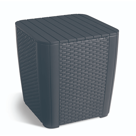 Masa cafea cu spatiu de depozitare Keter, plastic, gri, 39 x 39 x 42.5 cm