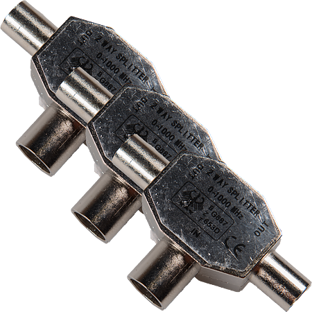 Distribuitor coaxial, Somogyi, metalic, 2 x mufa tata, 1 x mufa mama, forma T