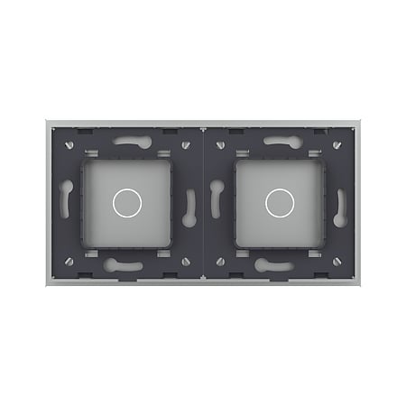 Panou intrerupator simplu + simplu Livolo VL-P701/01-4I, sticla securizata, argintiu