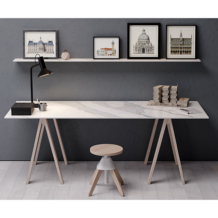 Blat bucatarie Kronospan Slim Line Plus K551 SU Calacatta Olympus, finisaj mat, marmura, 4100 x 1300 x 12 mm