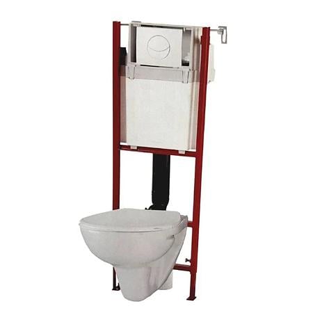Set rezervor incastrat Wirquin Lineo + vas WC + capac WC + clapeta actionare, 117.7 x 36 cm