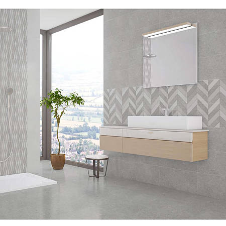 Decor ceramica Kai Palazzo Zig-Zaggery, finisaj lucios, alb si gri, model geometric, 30 x 60 cm