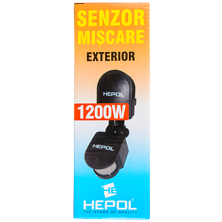 Senzor de miscare Hepol, exterior, IP44, 120 grade, negru 
