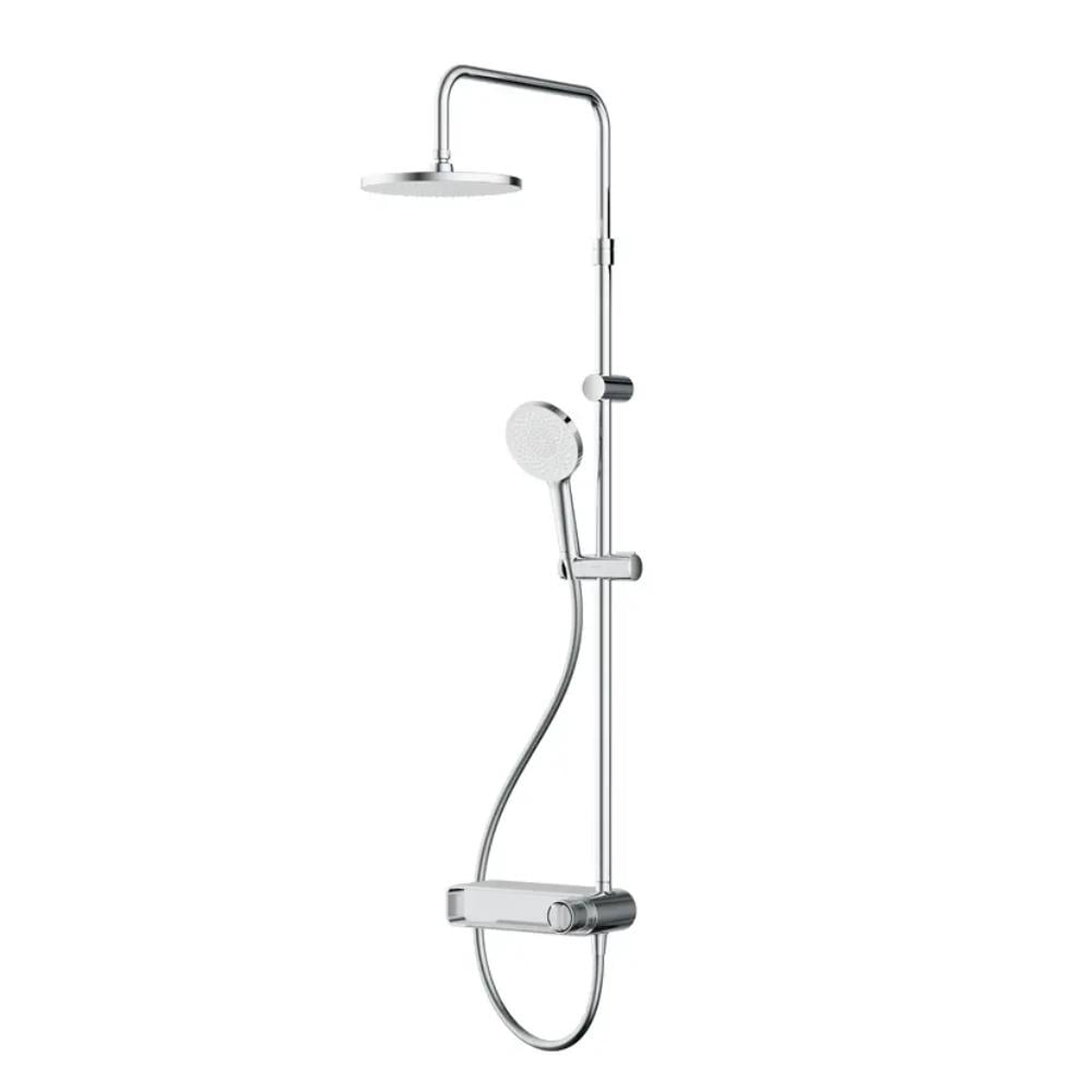 Coloana dus AM.PM X-Joy, bara reglabila, baterie cu polita, para de dus fixa, para de dus mobila cu 3 functii, furtun 175 cm, alama si plastic ABS