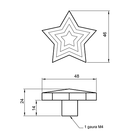 Buton AM031, model stea, silicon, 46 x 48 x 24 mm