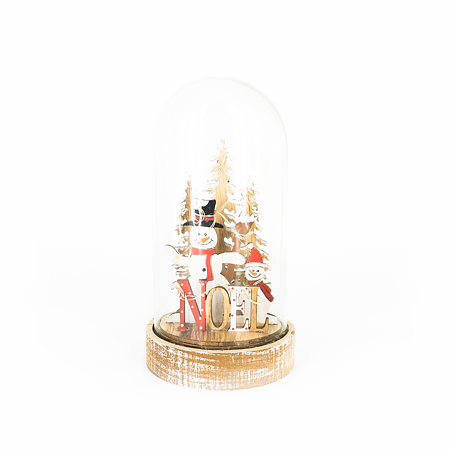Decoratiune Craciun, glob de sticla Xmas, lemn si sticla, 9 x 16,5 cm