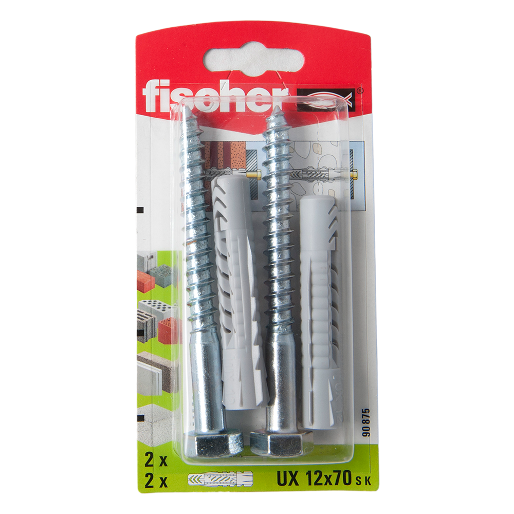 Diblu din nailon cu surub, Fischer UX, 12 x 70 mm, 10 x 100 mm, 2 buc 100