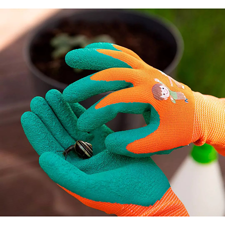Manusi protective copii Neo Tools, latex, portocaliu/verde, marimea 3