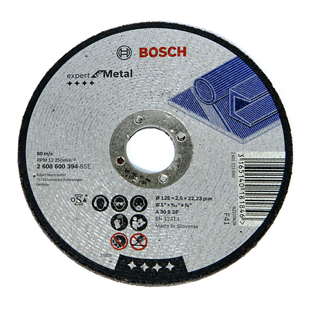 Disc pentru taiere metal, Bosch, 125 X 22,23 X 2,5 mm