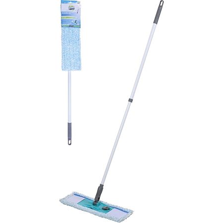 Mop plat, microfibra, gri/bleu, 1.2 m
