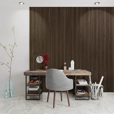 Panou decorativ Linea Acustic, 6 lamele, MDF, maro, interior, 265 x 24.5 x 2.2 cm