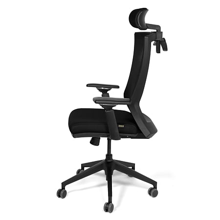 Scaun birou managerial negru Kronsit Bergamo, tapiterie textila, rotativ, reglabil pe inaltime, 59 x 50 x 138 cm