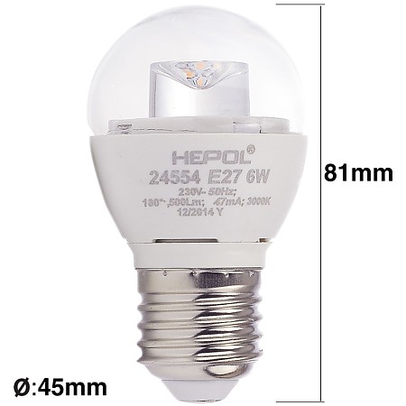 Bec Led Sferic E27 6 W Hepol