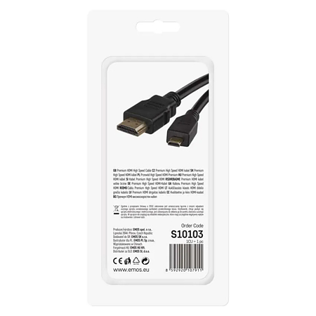 Cablu HDMI/Ethernet de mare viteza Emos, tata A - tata D, 1.5 m