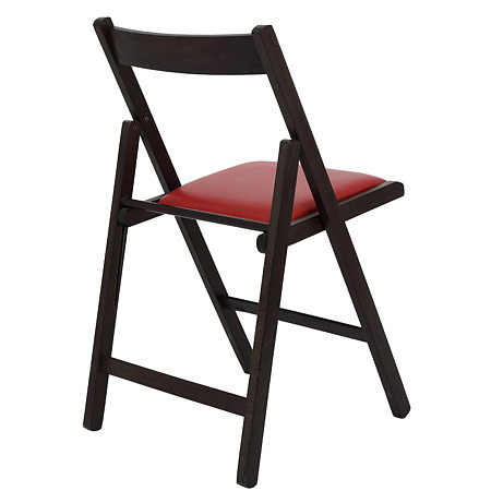 Scaun pliabil lemn Basic, wenge-rosu, sezut piele ecologica, 79 x 42 cm