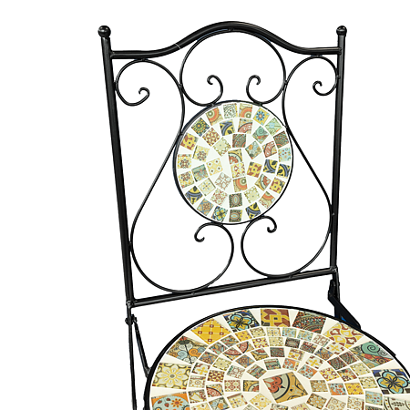 Scaun cu sezut rotund, metal, model mozaic, 45 x 38 x 92 cm