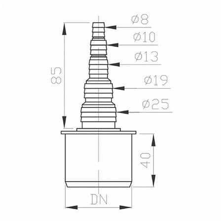 Dop polipropilena, gri, D 32 mm, cu conector pentru furtun, D 8 - 25 mm