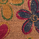 Stergator intrare Bahia, model cu flori colorate, 100% fibra de nuca de cocos, semiluna, 40 x 75 cm