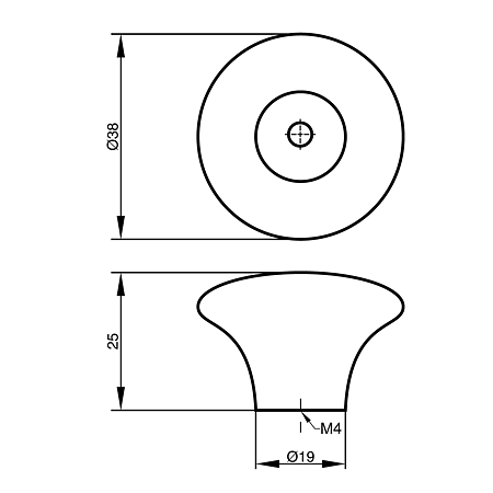 Buton mobila, Teko Tip5, portelan, crem, Ø 39 mm
