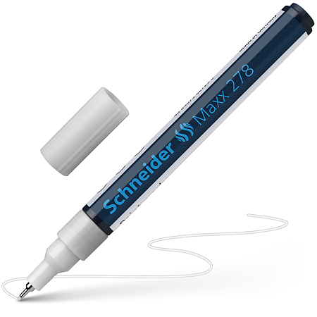 Marker permanent Schneider, varf rotund, 0.8 mm, cu vopsea alb