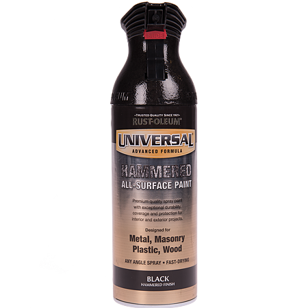 Vopsea spray universala Rust-Oleum, negru lovitura de ciocan, mat, interior/exterior, 400 ml