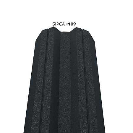 Sipca metalica gard Caretta Vertical Y109, gri RAL 7016, mat structurat, finisaj Fresco Duo, 0.4 mm, 1700 x 86 mm, 10 bucati