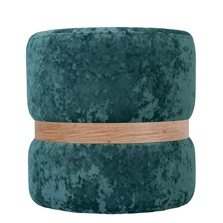 Taburet Ring, inel stejar, catifea turcoaz E22, rotund, 38 x 38 x 40 cm