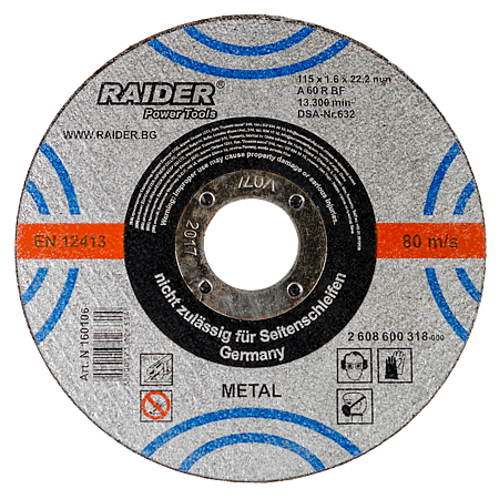 Disc debitare metal, Raider, 115 x 22.2 x 1,6 mm