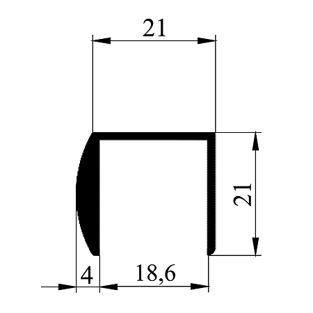 Profil din aluminiu, sectiune U, 2,5 m, anodizat-mat