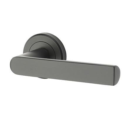 Maner usa de interior pe rozeta rotunda Osprey Yale, zinc, negru mat, 40 mm