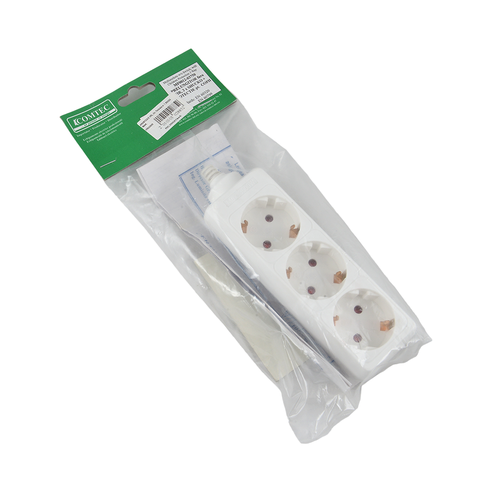 Bloc multipriza fara cablu, Comtec, 3 prize, alb