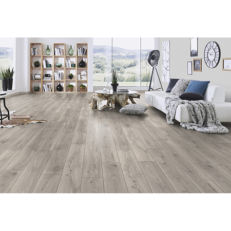 Parchet laminat 8 mm Kronospan Atlantic K451 Silverdale oak, nuanta medie, clasa de trafic 32, twin click + si 1click2go pure +, 1288 x 195 mm