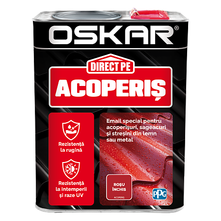 Vopsea Oskar Direct pe Acoperis, rosu inchis, exterior, 2.5 l