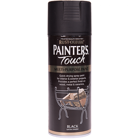 Vopsea spray decorativa Rust-Oleum Painter`s Touchs, negru satin, lucios, interior/exterior, 400 ml