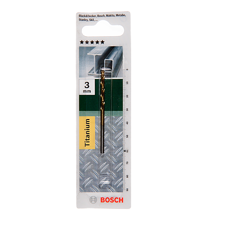 Burghiu Bosch HSS-TiN DIN 338, mandrina standard, pentru metal, 3 mm