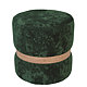 Taburet Ring, inel stejar, catifea verde E57, rotund, 38 x 38 x 40 cm