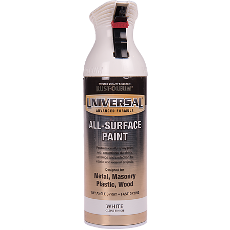 Vopsea spray universala Rust-Oleum, alb, lucios, interior/exterior, 400 ml