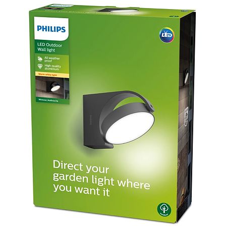Aplica exterior Philips Mimosa Wall, antracit, aluminiu,  IP44, 7 W, 4100 K