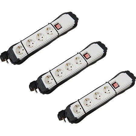 Prelungitor 4 prize, intrerupator + protectie, 250, 16A, alb